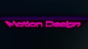 3D rose inscription motion desighn on black background. Volume sign that says motion design.