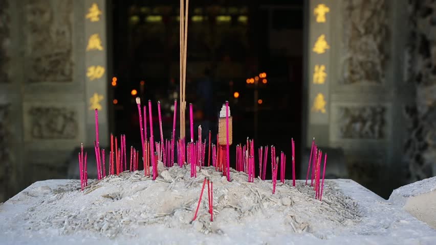 Vietnam, Hanoi - June 02: Candle smoke in a temple on June 02, 2013 in Vietnam,Hanoi.