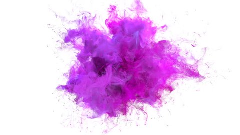 Magenta Pink Color Burst - colorful smoke explosion fluid particles slow motion alpha matte isolated on white