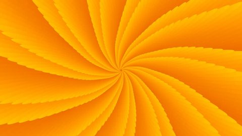 Spinning bright symmetric funnel of orange slices, 4K seamless loop footage 