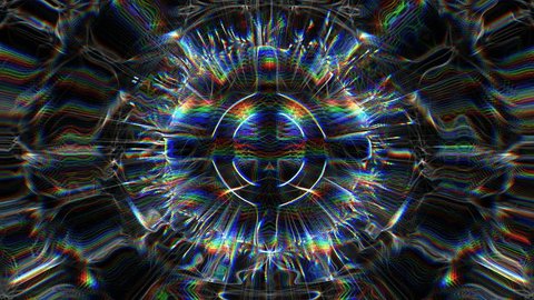 Displace black white occult symbols with RGB Chroma effect. VJ Loop Video Art Motion Background. Full HD Visuals for DJ background. Stage Visuals for vjing Video de stock