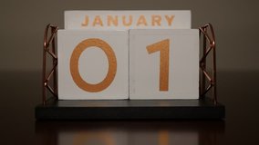 Time lapse of a full calendar year, done by swapping real wood blocks.  No days of the week are shown, making the clip work for any year! Filmed in full 4K at 3860x2140.