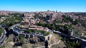 Toledo. Aerial view of  the historical city. Spain. 4k Drone Video