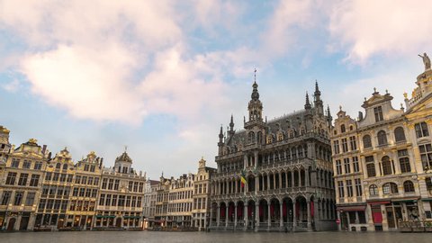Brussels Belgium time lapse 4K, city skyline timelapse at Grand Place Square