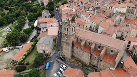 Aerial Drone Frootage of the Chapel at Mosset, France a Small Village in the Pyrenees-Orientales Mountains in Southern France