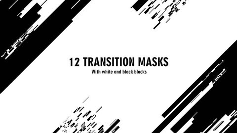 12 futuristic transition masks. Abstract motion graphics and animated background with white and black block figures. Transition monochrome masks templates 4K. See more  in my portfolio