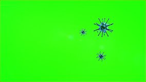 Coronavirus on the green background, inside human body, Medical video background animation