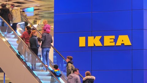 LUBECK, GERMANY- JANUARY 12, 2018 : IKEA, Entrance to the store, the furniture Store in Lubeck, Germany