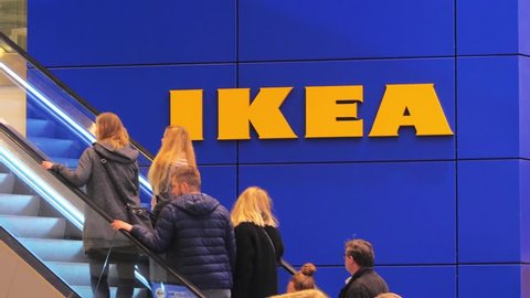 LUBECK, GERMANY- JANUARY 12, 2018 : IKEA, Consumers at the furniture Store in Lubeck, Germany
