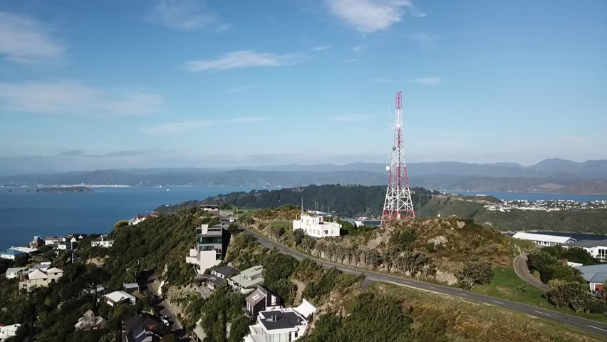 Aerial footage of Wellington City, New Zealand. 