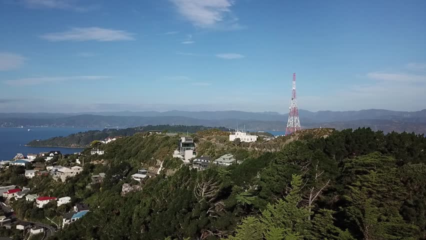 Aerial footage of Wellington City, New Zealand. 