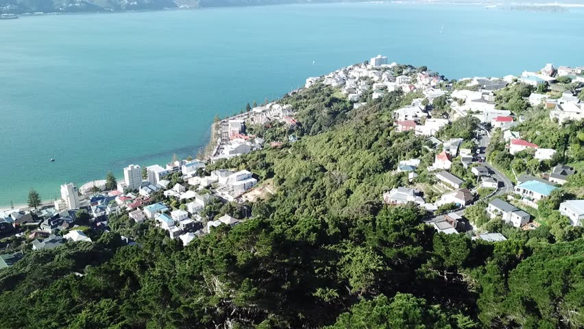 Aerial footage of Wellington City, New Zealand. 