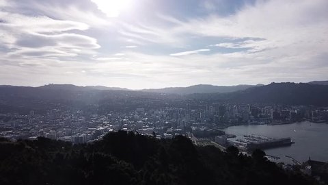 Aerial footage of Wellington City, New Zealand. 
