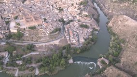 Aerial view in Toledo. Castilla la Mancha. Spain. 4k Drone Video