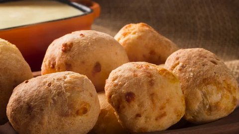 Brazilian cheese buns with smoke. Table cafe in the morning with cheese bread.