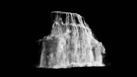 huge waterfall texture seamless loop, 4k, isolated on black, foam and mist/ matte included