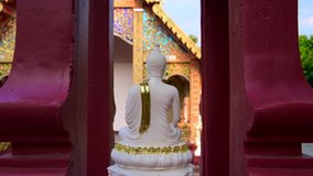 4K video of white Buddha statue in Don Tan temple, Thailand.