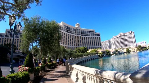 Las Vegas, OCT 13: Walking towards the Bellagio Hotel and Casino on OCT 13, 2018 at Las Vegas, Nevada