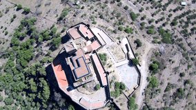 Drone in spanish castle of Alconchel. Badajoz. Spain. 4k Video