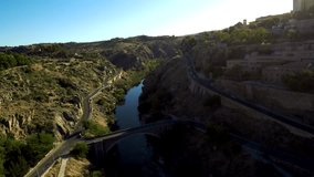 Toledo. Aerial view of  the historical city. Spain. 4k Drone Video