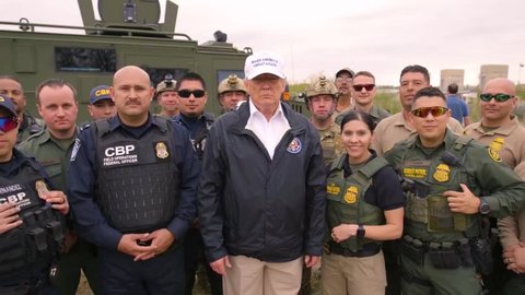 CIRCA 2018 - U.S. President Donald Trump visits the U.S. border with Mexico for a photo op to promote his plans to build the Wall.