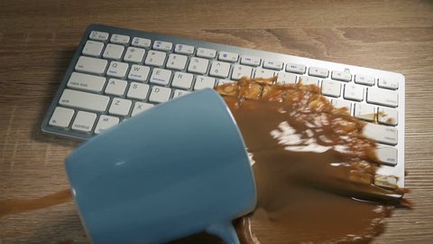 Mug Of Coffee Spills On Desk Work Accident