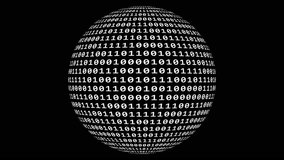 Loopable: Sharp white binary digital code on spherical surface abstract background with randomly changing zeros and ones isolated on black. - Powered by Shutterstock - Get 15% off with code: PIKWIZARD15