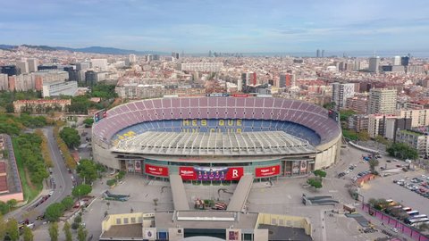 Aerial shot of FC Barcelona's football stadium - Camp Nou, in Barcelona. February12, 2019.