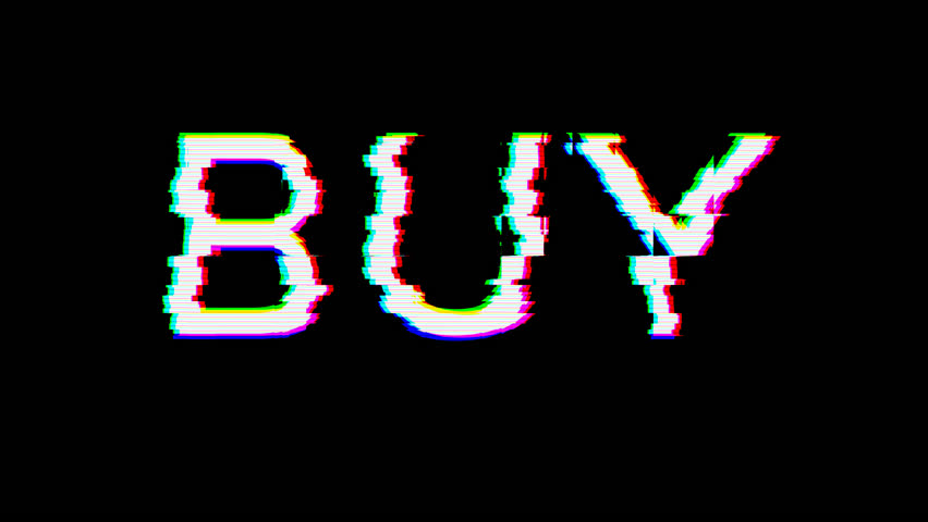 From the Glitch effect arises text BUY. Then the TV turns off. Alpha channel Premultiplied - Matted with color black | Shutterstock HD Video #1025367308