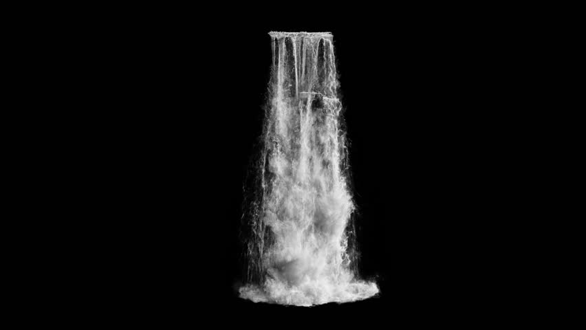 waterfall texture seamless loop, 4k, isolated on black with alpha and separate foam layer Royalty-Free Stock Footage #1025369213