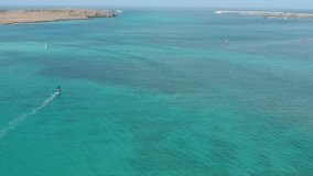 Cabo Verde island Boa Vista Sal Rei, Africa. Ocean windsurfing sport,paradise,nature. drone video