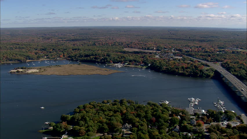 AERIAL United States-Road And Rail Bridges Across The Connecticut River 2008