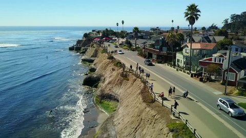Santa Cruz, California, United States
of America- January 7, 2019: view of Santa Cruz Pleasure point Beach