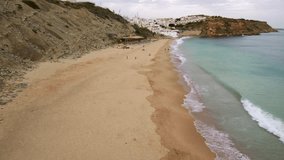 Algarve. Beach of Burgau. Portugal. 4k Drone Video