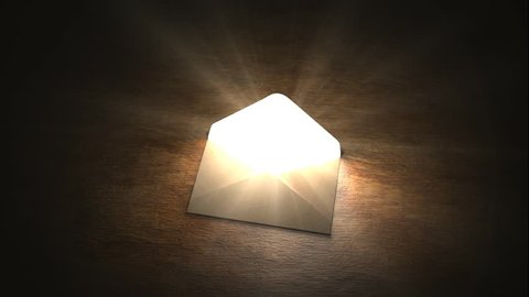 The mysterious letter, envelope, secret. Mysterious letter with magic light.