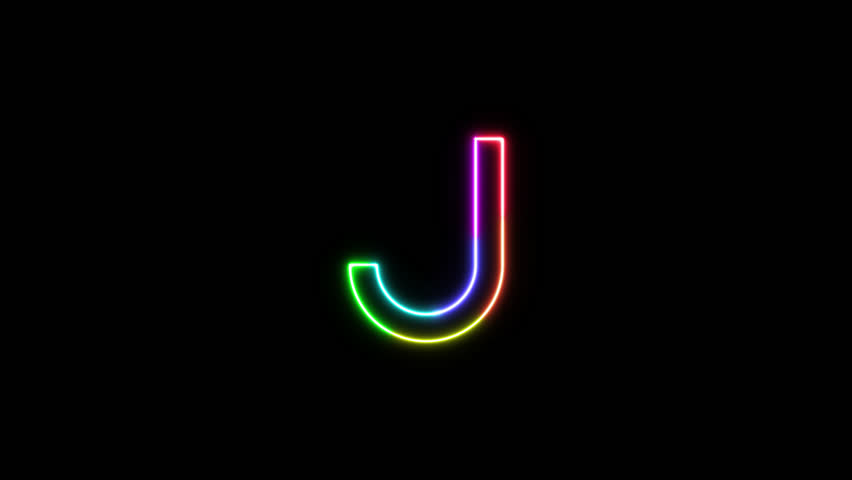 Letter J - Outline Neon Stock Footage Video (100% Royalty-free