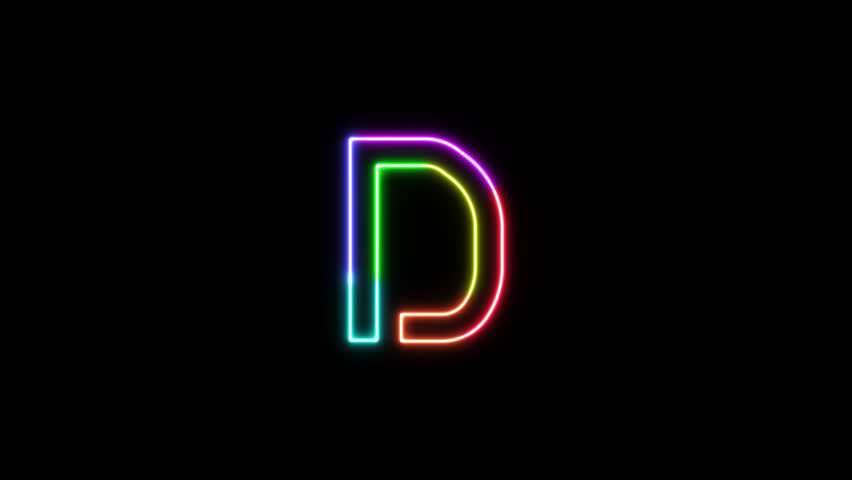 Letter D - Outline Neon Stock Footage Video (100% Royalty-free