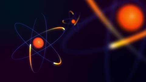 Atomic Particles With Shallow Depth of Field - 3 Atoms 3D Animation.