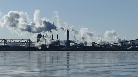 Hamilton, Ontario, Canada March 2019 Industrial emissions of greehhouse gases into the atmosphere global warming