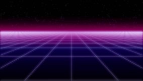 synthwave wireframe net and stars 80s Retro Futurism Background 3d illustration render seamless loop - Powered by Shutterstock - Get 15% off with code: PIKWIZARD15