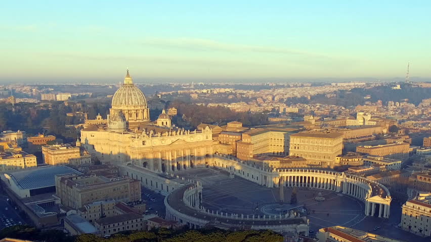 Aerial view of Rome skyline cityscape with Vatican City landmark at sunrise in Italy | Shutterstock HD Video #1025466908