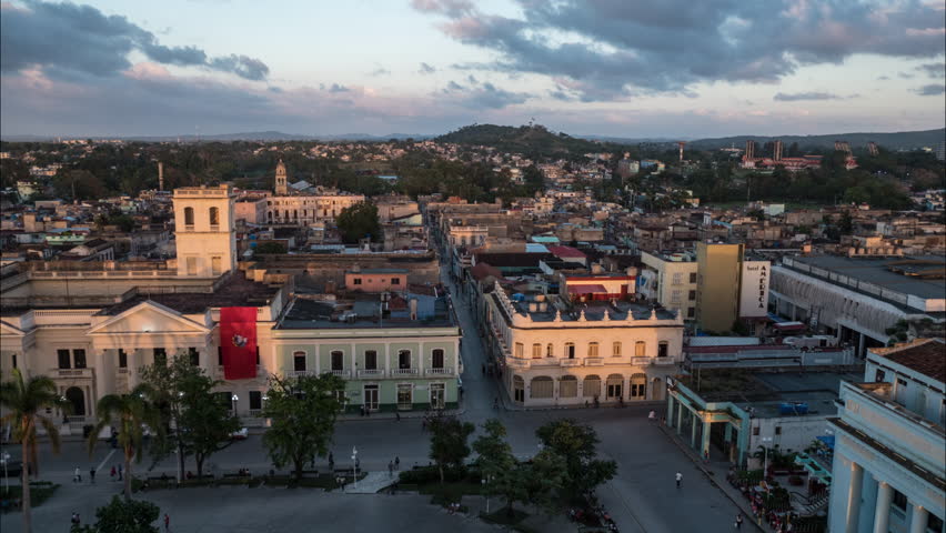 Santa Clara Cuba, view over historic city time-lapse