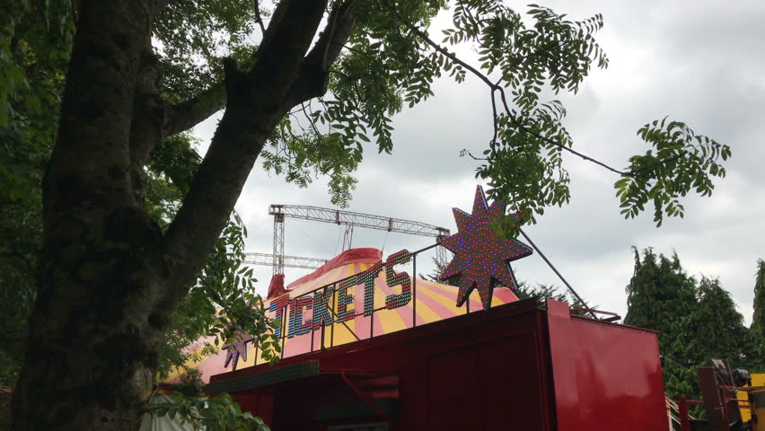 Circus animals resting beside Circus Tent