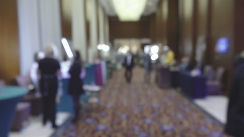 Conference hall in which the exhibition and business seminar is held, blurred, background