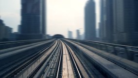 Railway Train View Driving Through Modern City Skyline District - Powered by Shutterstock - Get 15% off with code: PIKWIZARD15