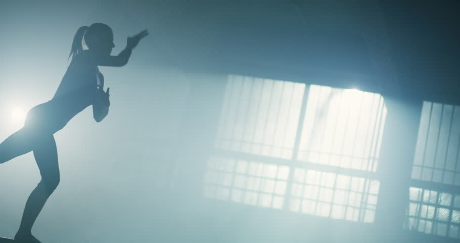 Beautiful Athletic Gymnast Woman Walking On Balance Beam Sports Center Active Living Motivation Gymnastics Competitive Mindset Concept 4k