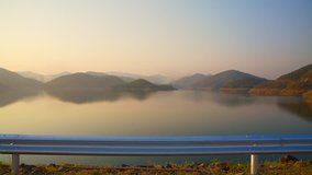 4K video of Mae Kuang Udom Thara dam in the evening, Thailand.