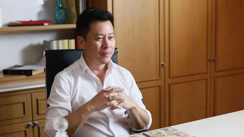 Businessman get cash dollar money.