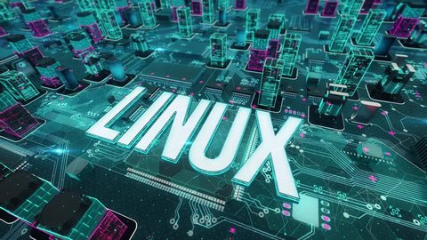Linux with digital technology concept