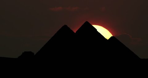 Cairo Egypt Pyramids Silhouette at Sunrise Timelapse